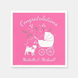 Pink Pug Dog Theme Party Celebration Napkin