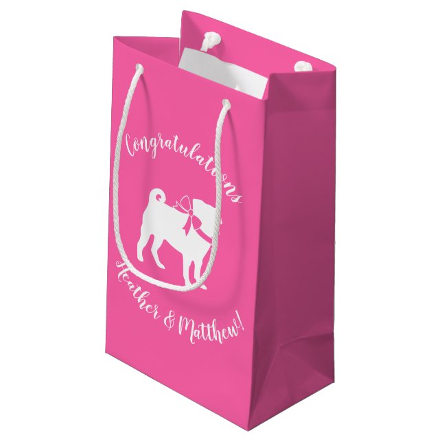 Pink Pug Dog Theme Party Celebration Small Gift Bag (Back Angled)