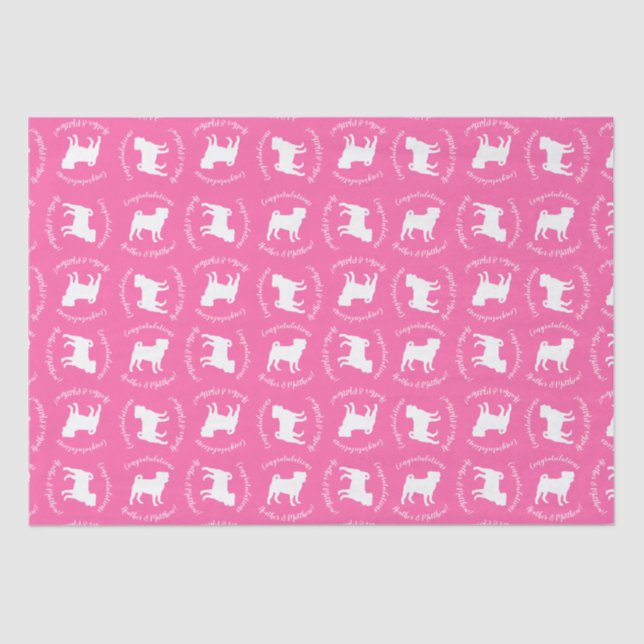 Pink Pug Dog Theme Party Celebration Tissue Paper (Front)
