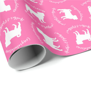 Pink Pug Dog Theme Party Celebration Wrapping Paper