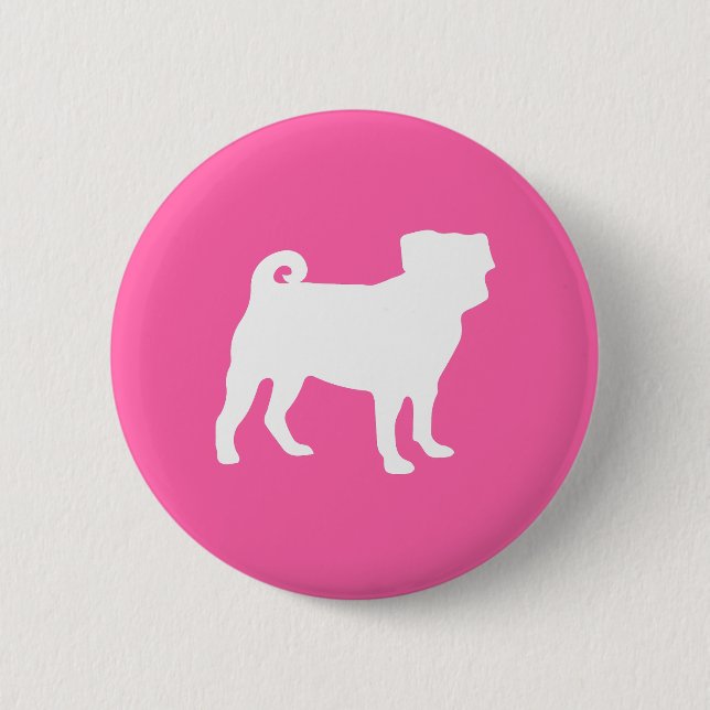 Pink Pug Silhouette Puppy Baby Shower 6 Cm Round Badge (Front)