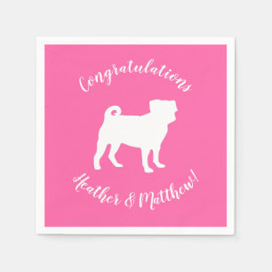 Pink Pug Silhouette Puppy Baby Shower Napkin