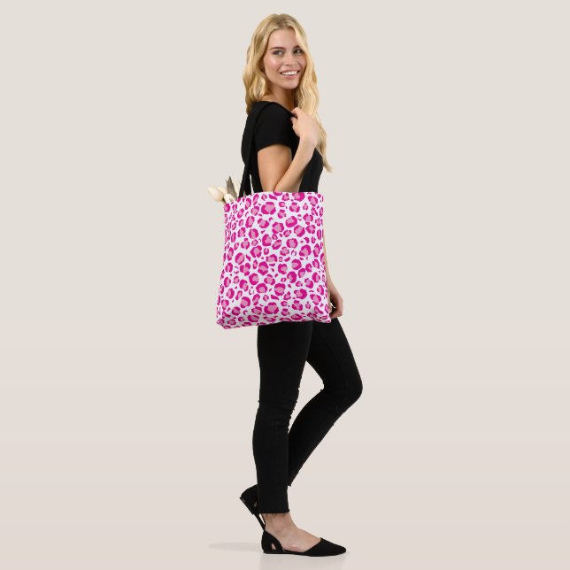 Pink puma print on customisable background  tote bag (On Model)