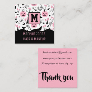 PINK PUMKIN PATTERN SQUARE BUSINESS CARD