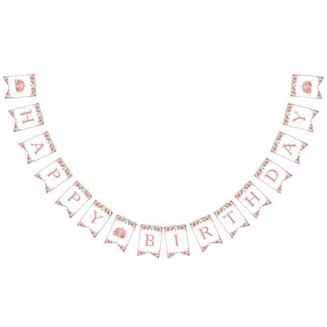 Pink Pumpkin 1st Birthday Backdrop Banner (All)
