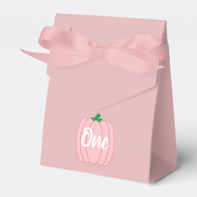 Pink Pumpkin 1st Birthday Favour Box (Front Side)