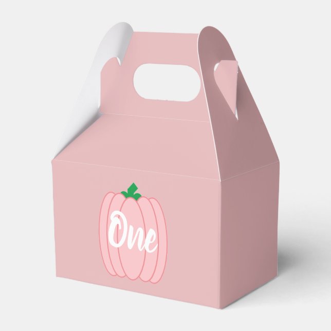 Pink Pumpkin 1st Birthday Favour Box (Front Side)