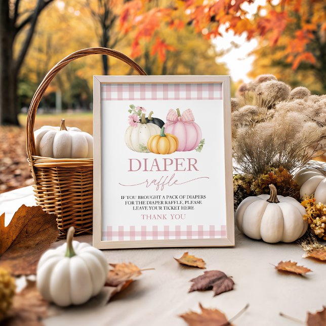 Pink Pumpkin 8x10 Diaper Raffle Table Sign (Creator Uploaded)