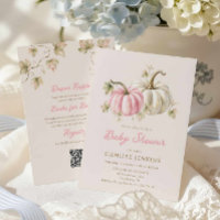 Pink Pumpkin All in One Baby Shower Invitation