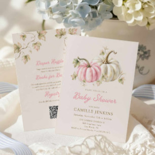 Pink Pumpkin All in One Baby Shower Invitation
