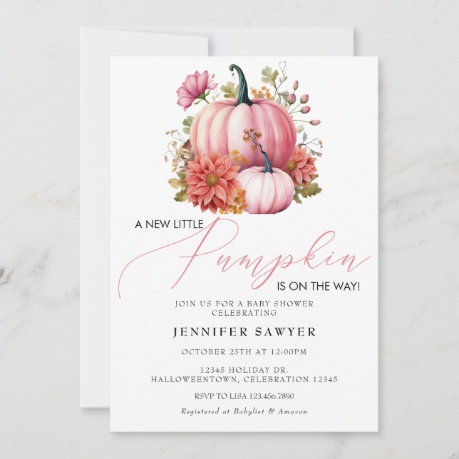 Pink Pumpkin | Autumn Baby Shower Invitation (Front)