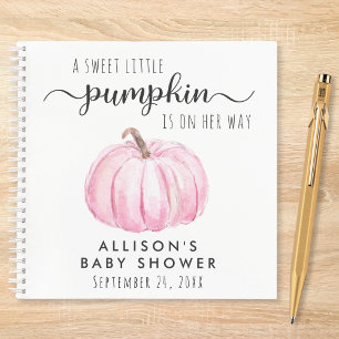 Pink Pumpkin Baby Girl Shower Guest Book