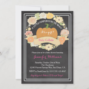 PInk Pumpkin Baby Girl Shower Invitation