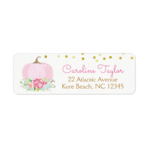 Pink Pumpkin Baby Girl Shower Watercolor
