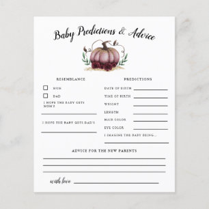 Pink Pumpkin Baby Predictions & Advice Card