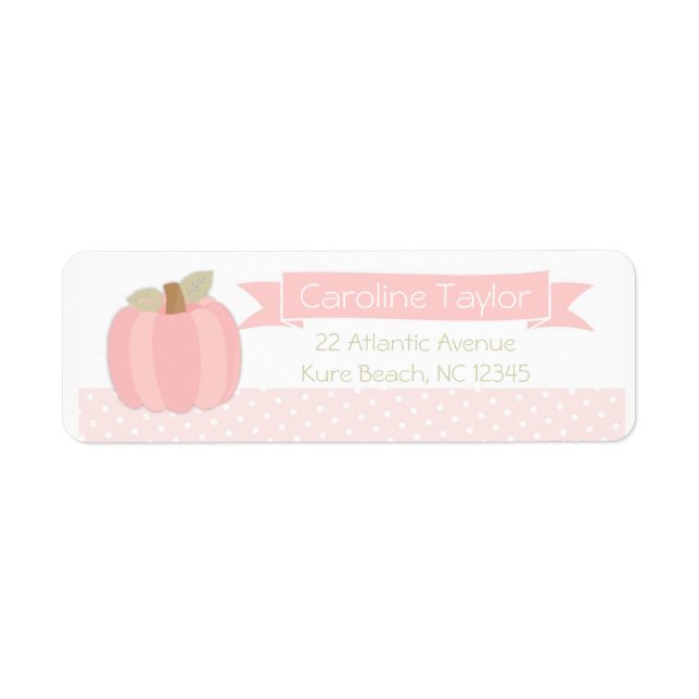 Pink Pumpkin Baby Shower Address Label (Front)