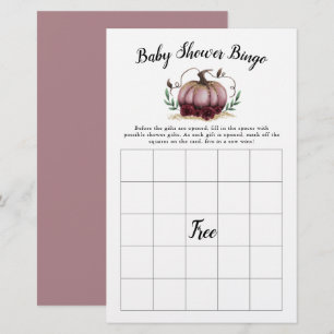 Pink Pumpkin Baby Shower Bingo Game