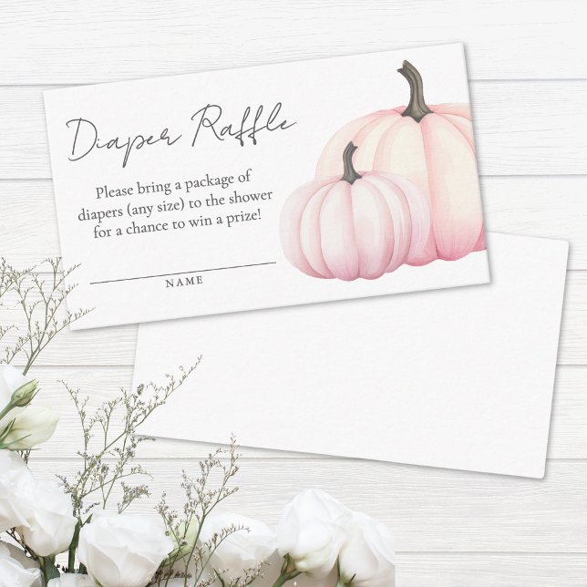 Pink Pumpkin Baby Shower Diaper Raffle Enclosure Card (Pink Pumpkin Baby Shower Diaper Raffle Enclosure Card)