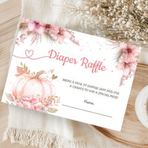 Pink Pumpkin Baby Shower Diaper Raffle