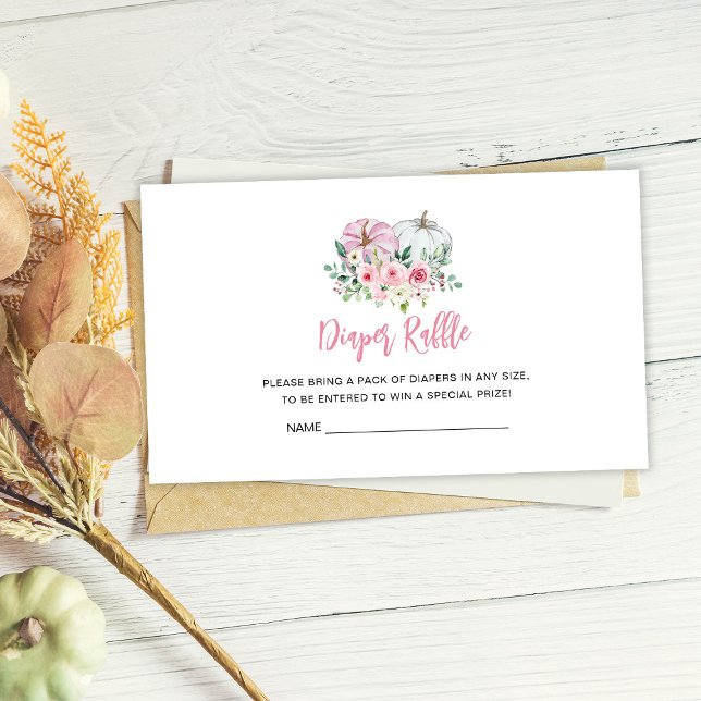Pink Pumpkin Baby Shower Diaper Raffle Enclosure Card (Creator Uploaded)