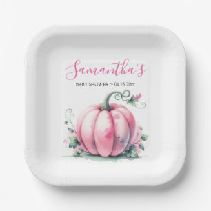 Pink Pumpkin Baby Shower Disposable Paper Plate