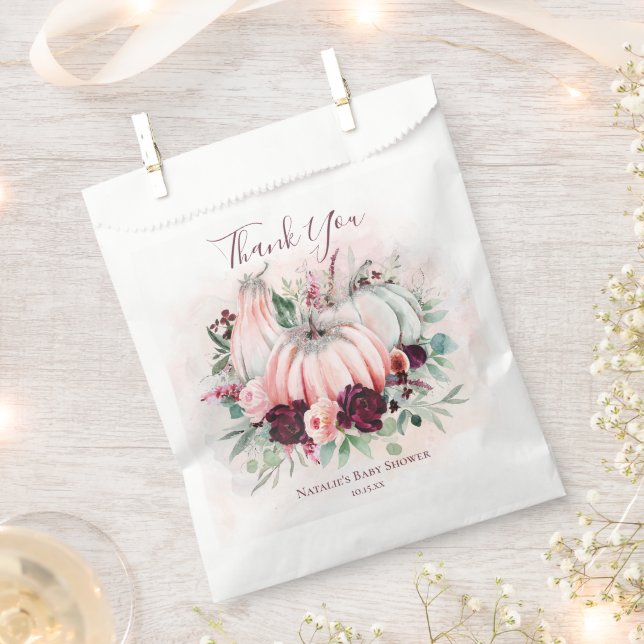 Pink Pumpkin Baby Shower Favour Bags (Clipped)