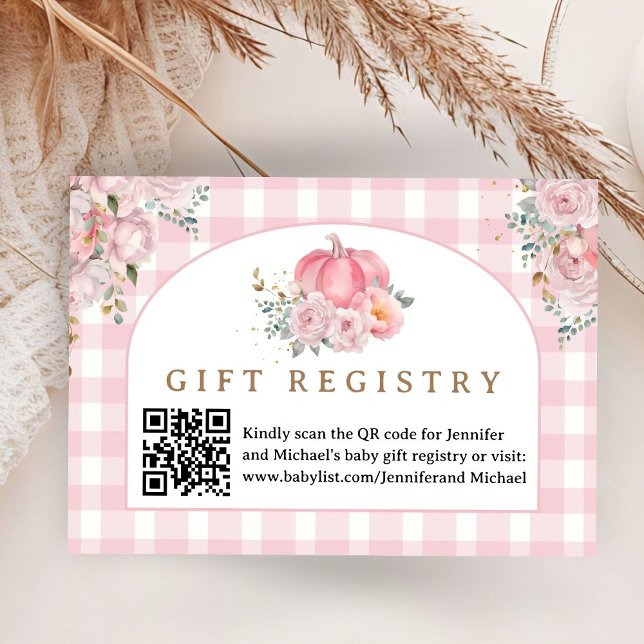 Pink Pumpkin Baby Shower Gift Registry Card (Creator Uploaded)