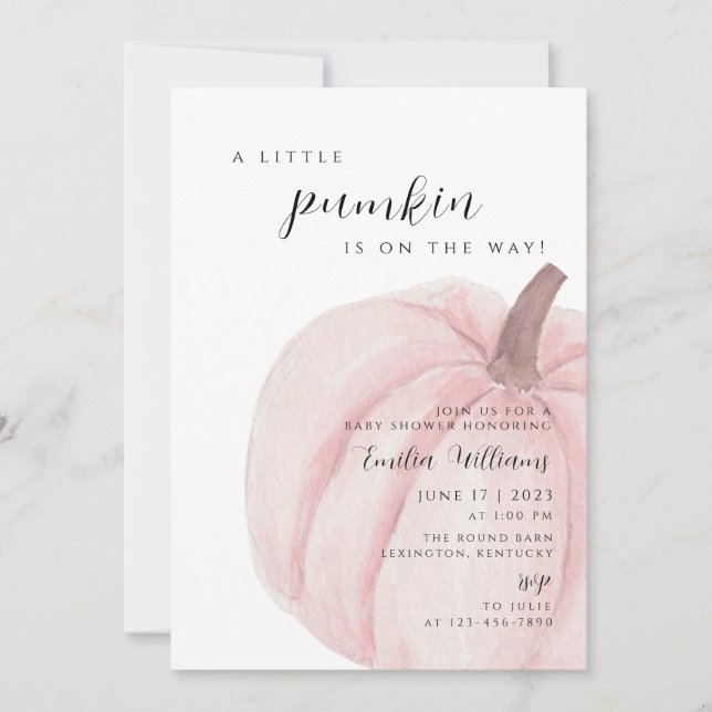pink Pumpkin Baby Shower girl Invitation (Front)