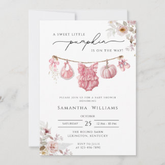 pink Pumpkin Baby Shower girl, Little Pumpkin Invitation