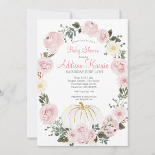 Pink Pumpkin Baby Shower Invitation