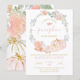 Pink Pumpkin Baby Shower Invitation