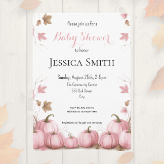 Pink Pumpkin Baby Shower Invitation