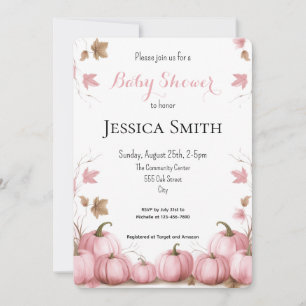 Pink Pumpkin Baby Shower Invitation