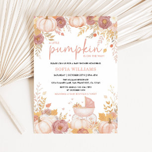 Pink Pumpkin Baby Shower Invitation Girl Fall