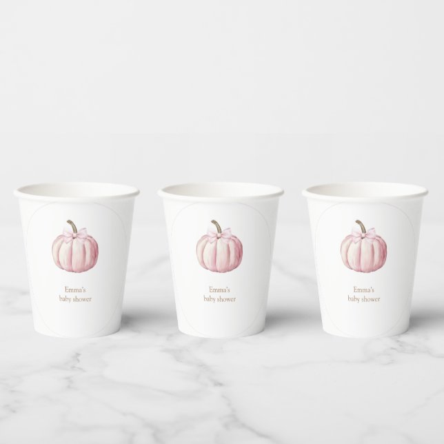 Pink Pumpkin Baby Shower Paper Cups (Multi)