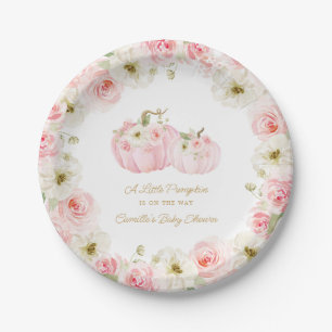 Pink Pumpkin Baby Shower Paper Plates