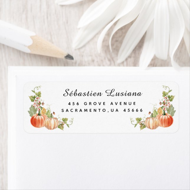 Pink Pumpkin Baby Shower Return Address Label (Insitu)