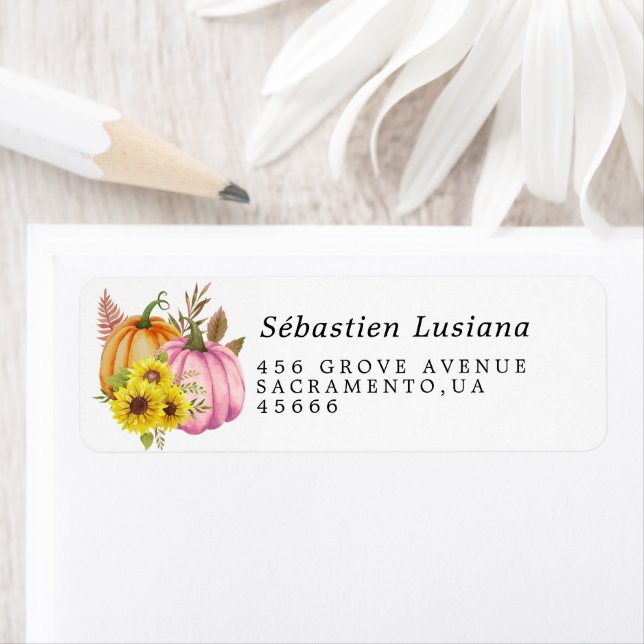 Pink Pumpkin Baby Shower Return Address Label (Insitu)