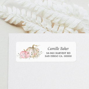 Pink Pumpkin Baby Shower Return Address Label