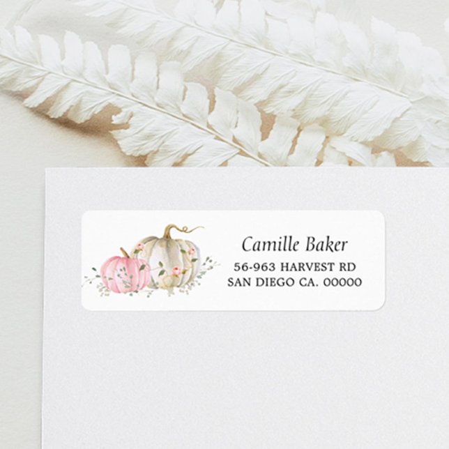 Pink Pumpkin Baby Shower Return Address Label (Creator Uploaded)
