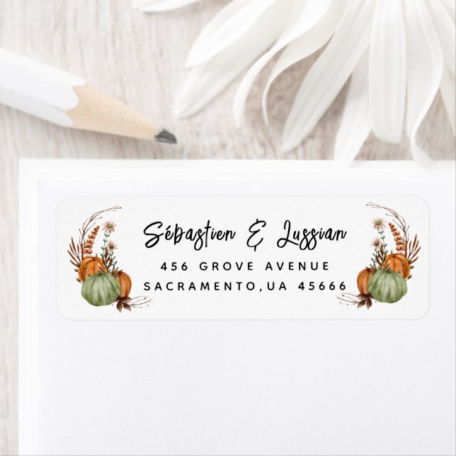 Pink Pumpkin Baby Shower Return Address Label (Insitu)