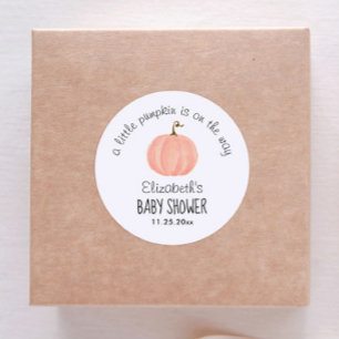 Pink Pumpkin Baby Shower Thank You Classic Round Sticker