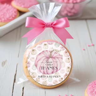 Pink Pumpkin Baby Shower Thank You Classic Round Sticker