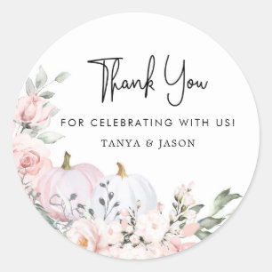 Pink Pumpkin Baby Shower Thank You Classic Round Sticker
