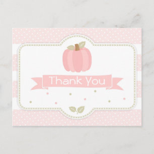 Pink Pumpkin Baby Shower Thank You Postcard