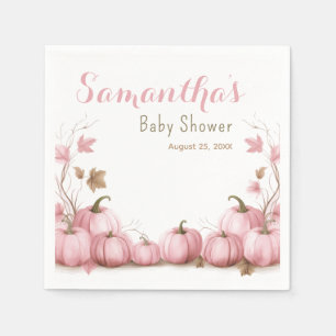 Pink Pumpkin Baby Shower Theme Paper Napkin
