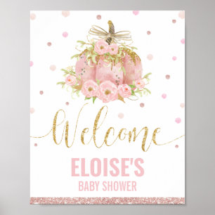 Pink Pumpkin Baby Shower Welcome Sign