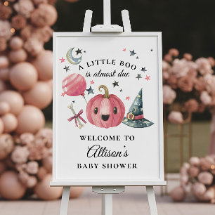 Pink Pumpkin Baby Shower Welcome Sign