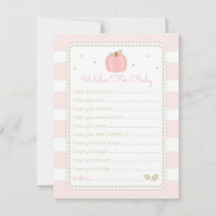 Pink Pumpkin Baby Shower Wishes for Baby Advice Card
