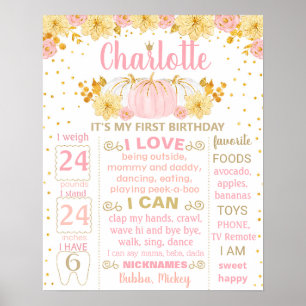 Pink Pumpkin Birthday milestone sign